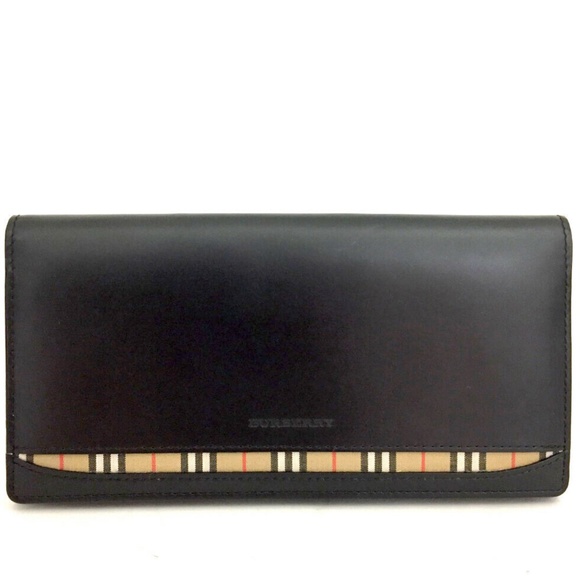 Burberry Other - Like-New BURBERRY Nova Check Black Leather Long Bifold Wallet ⭐️price firm⭐️